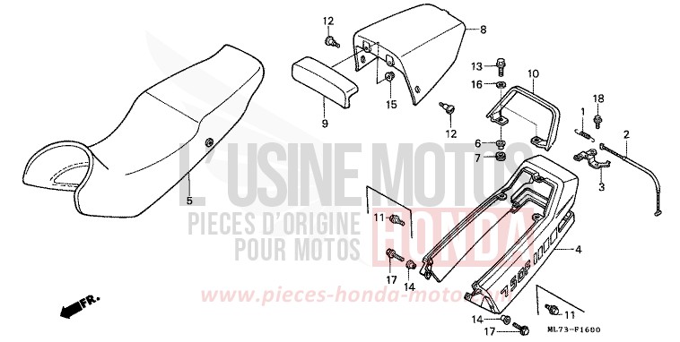 SEAT/REAR COWL for VFR750F ITALIAN RED (R157) from 1989