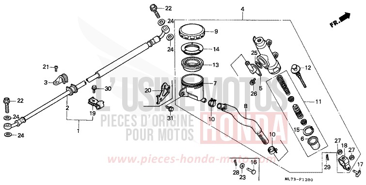 REAR BRAKE MASTER CYLINDER for VFR750F PEARL CRESCENT WHITE-A (NH139PA) from 1989