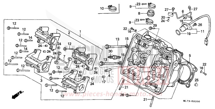 CYLINDER HEAD (1) for VFR750F SHASTA WHITE (NH138) from 1989