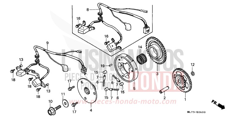 PULSE GENERATOR/ STARTING CLUTCH for VFR750F SHASTA WHITE (NH138) from 1989