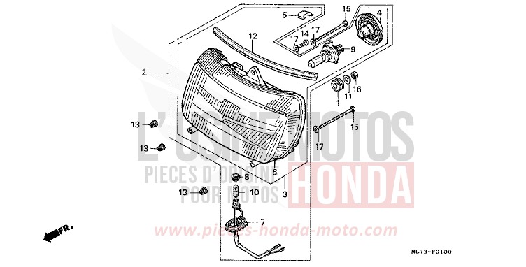HEADLIGHT for VFR750F SHASTA WHITE (NH138) from 1989