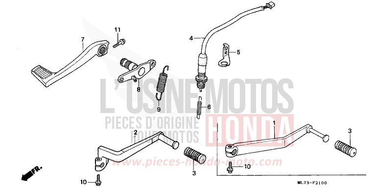 BRAKE PEDAL/CHANGE PEDAL for VFR750F SHASTA WHITE (NH138) from 1989
