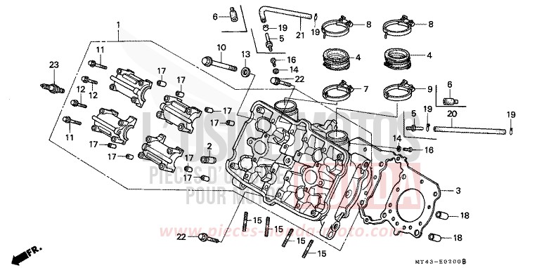 CYLINDER HEAD (FRONT) for VFR750F CALYPSO BLUE METALLIC (B143) from 1990