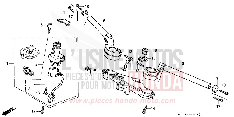 HANDLE PIPE/TOP BRIDGE for VFR750F MUTE BLACK METALLIC (NH359) from 1990