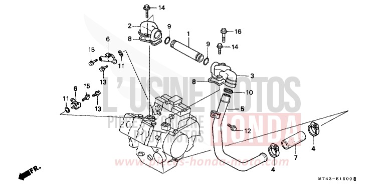 WATER PIPE for VFR750F NORTHERN LIGHT BLUE METALLIC (PB256) from 1990