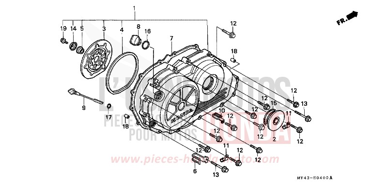 RIGHT CRANKCASE COVER for VFR750F PEARL RASPBERRY BLACK (RP147) from 1990