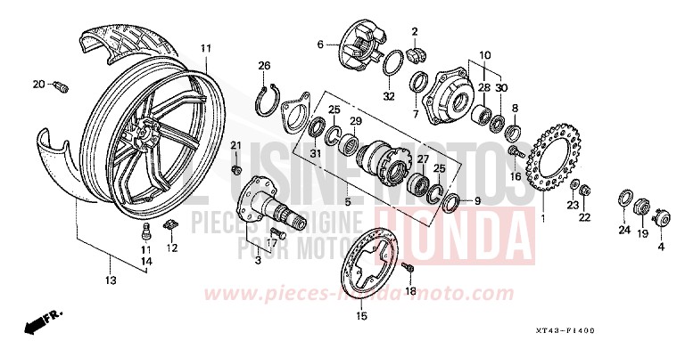 REAR WHEEL (VFR750FL/FM/FN/FP) for VFR750F PEARL RASPBERRY BLACK (RP147) from 1990