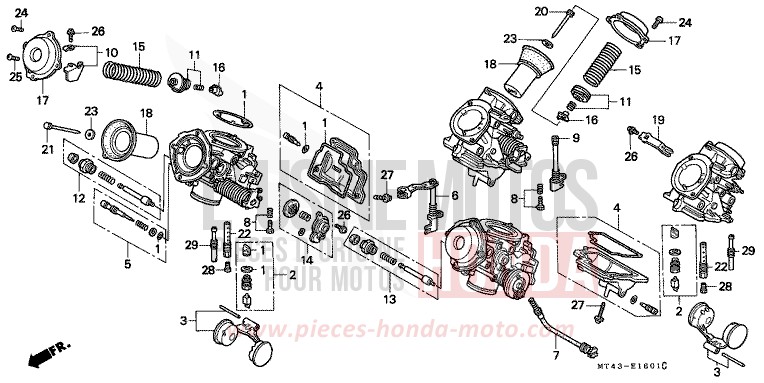 CARBURETOR (COMPONENT PARTS) for VFR750F PEARL SIERRA GREEN (G156) from 1990