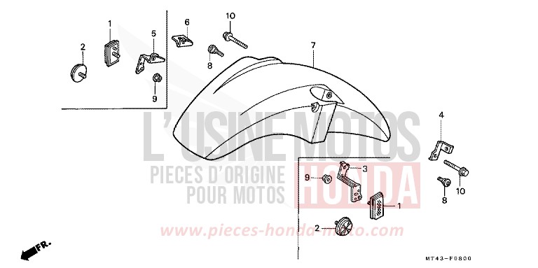 FRONT FENDER for VFR750F PURE RED (R158D) from 1990