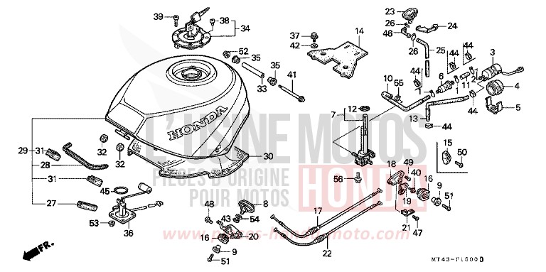 FUEL TANK (VFR750FL/FM/FN/FP) for VFR750F PURE RED (R158D) from 1990