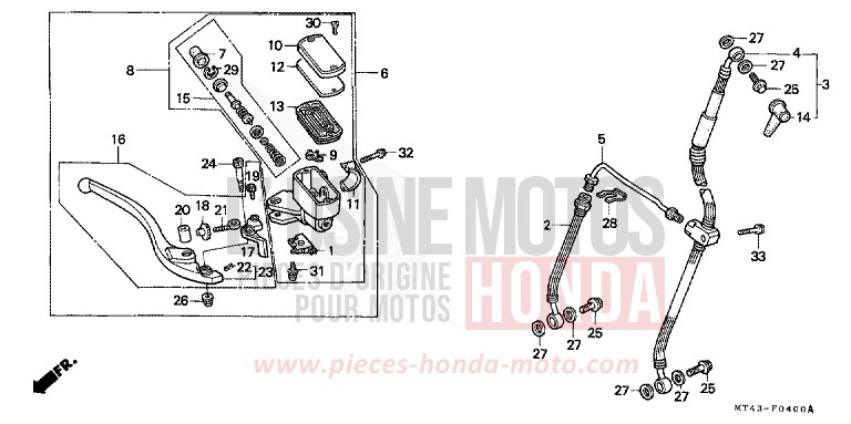 FR. BRAKE MASTER CYLINDER for VFR750F PURE RED (R158E) from 1990