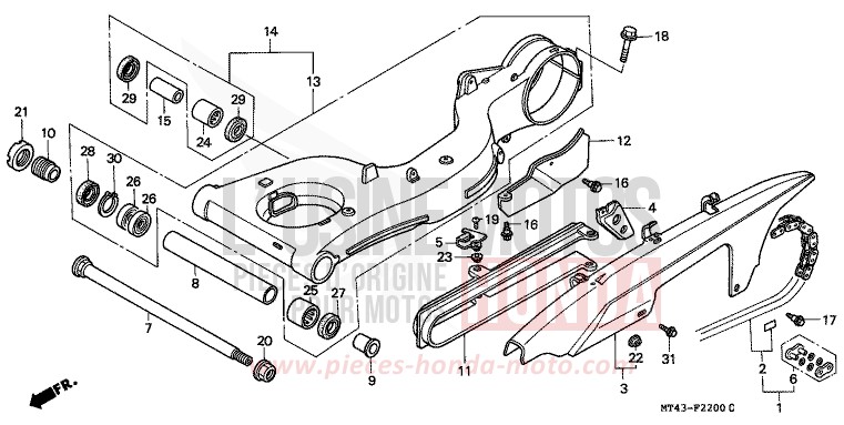 SWINGARM for VFR750F TASMANIA GREEN ME (G142) from 1990