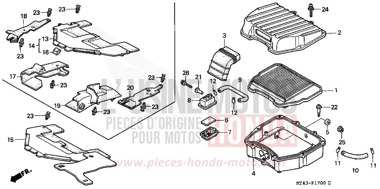AIR CLEANER for VFR750F GRANITE BLUE METALLIC-U (PB184) from 1991