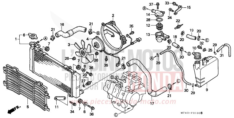 RADIATOR for VFR750F LAPIS BLUE METALLIIC (PB257) from 1991