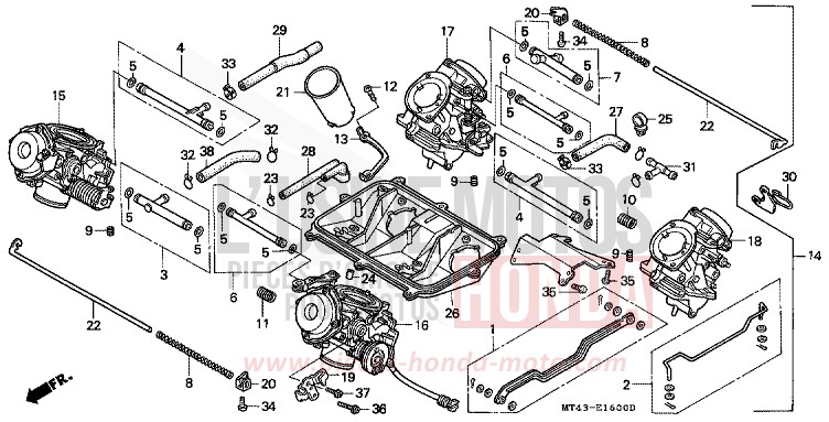 CARBURETOR (ASSY.) (VFR750FL/FM/FN/FP) for VFR750F NORTHERN LIGHT BLUE METALLIC (PB256) from 1991