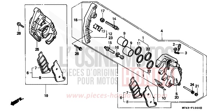 FRONT BRAKE CALIPER for VFR750F NORTHERN LIGHT BLUE METALLIC (PB256) from 1991