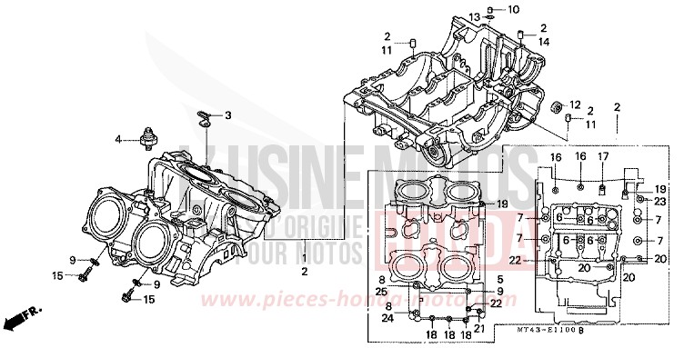 CRANKCASE for VFR750F PEARL RASPBERRY BLACK (RP147) from 1991