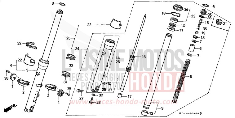 FRONT FORK for VFR750F PEARL RASPBERRY BLACK (RP147) from 1991
