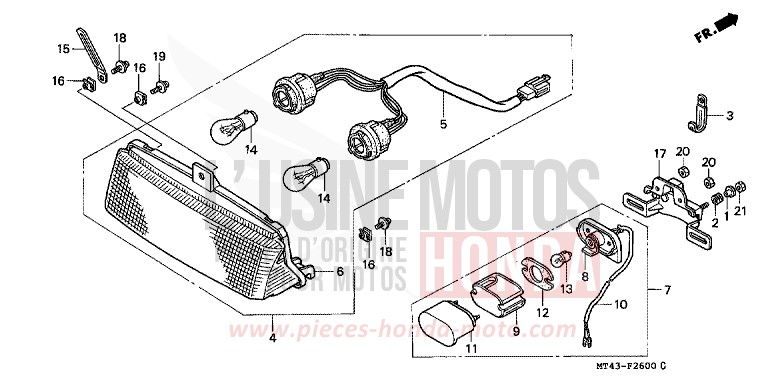 TAILLIGHT for VFR750F PEARL SIERRA GREEN (G156) from 1991