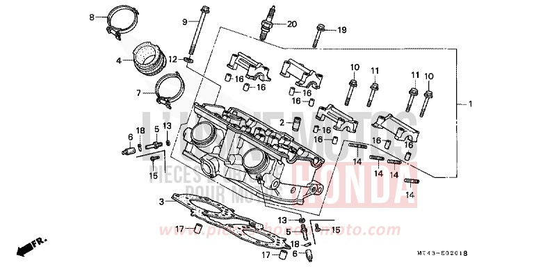 CYLINDER HEAD (REAR) for VFR750F PURE RED (R158) from 1991