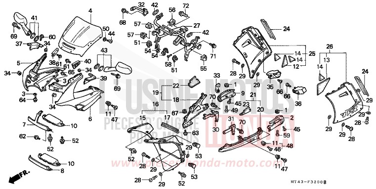 COWL (VFR750FL/FM/FN/FP) for VFR750F PURE RED (R158) from 1991