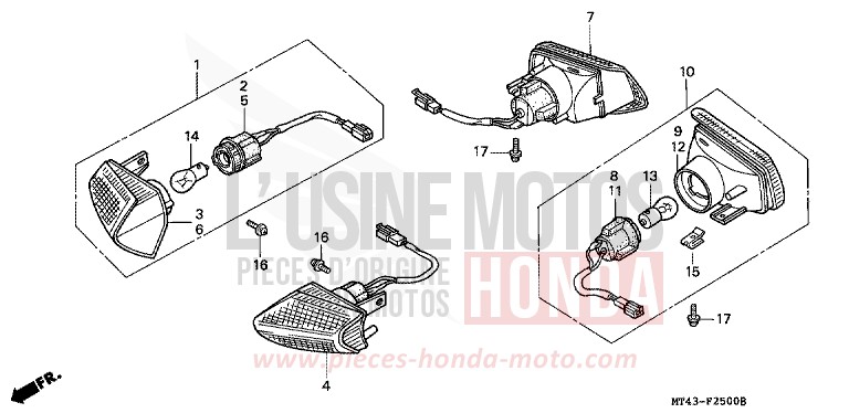 WINKER (1) for VFR750F STARLIGHT SILVER METALLIC (NH131) from 1991