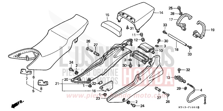 SEAT/REAR COWL (VFR750FL/FM/FN/FP) for VFR750F CALYPSO BLUE METALLIC (B143) from 1992
