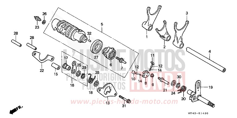 GEARSHIFT DRUM for VFR750F ITALIAN RED (R157) from 1992