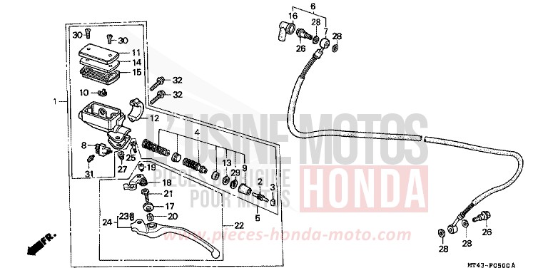 CLUTCH MASTER CYLINDER for VFR750F LAPIS BLUE METALLIIC (PB257) from 1992