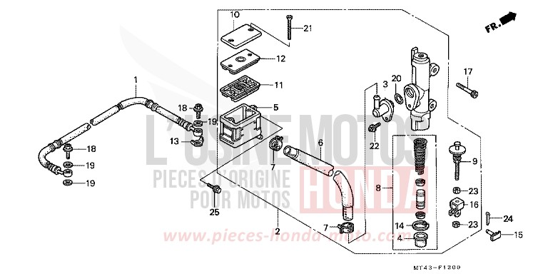 RR. BRAKE MASTER CYLINDER (VFR750FL/FM/FN/FP) for VFR750F LAPIS BLUE METALLIIC (PB257) from 1992