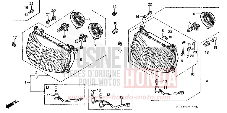HEADLIGHT for VFR750F MUTE BLACK METALLIC (NH359) from 1992