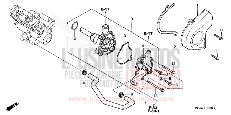 WATER PUMP for Fireblade ACCURATE SILVER METALLIC (NH146) from 2001