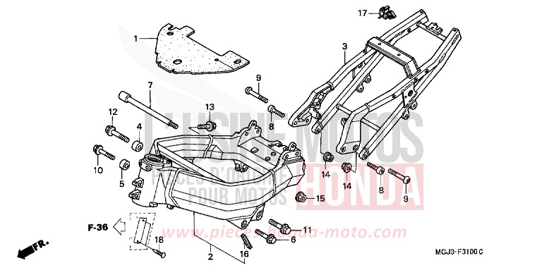 FRAME BODY (CBR900RRY,1/RE1) for Fireblade ACCURATE SILVER METALLIC (NH146) from 2001