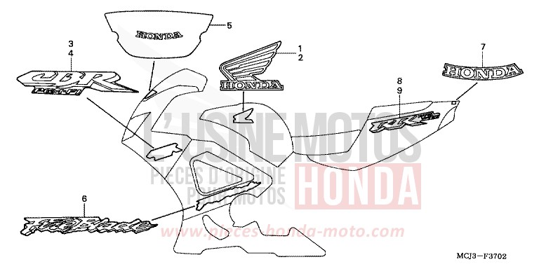 STRIPE/MARK (3) for Fireblade ACCURATE SILVER METALLIC (NH146) from 2001