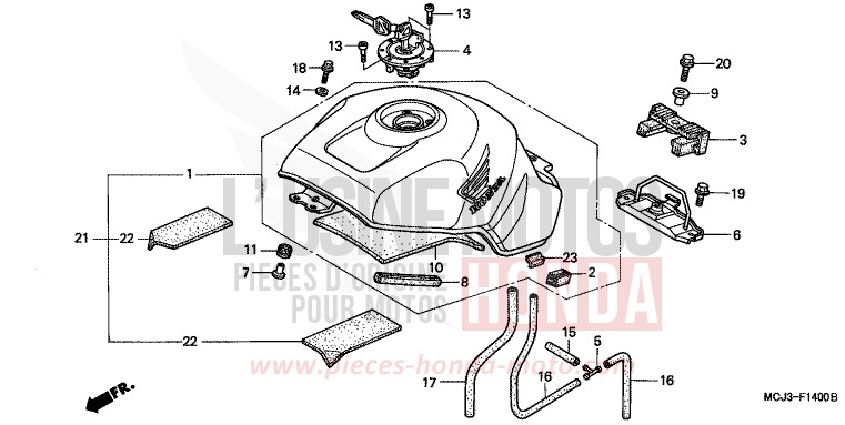 FUEL TANK (CBR900RRY,1/RE1) for Fireblade ITALIAN RED (R157) from 2001