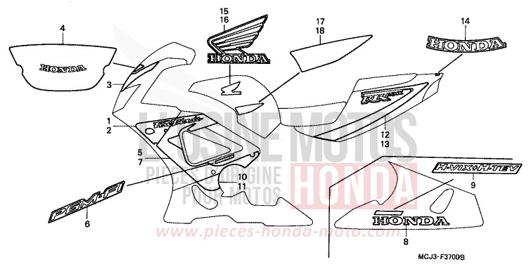 STRIPE/MARK (1) for Fireblade ITALIAN RED (R157) from 2001
