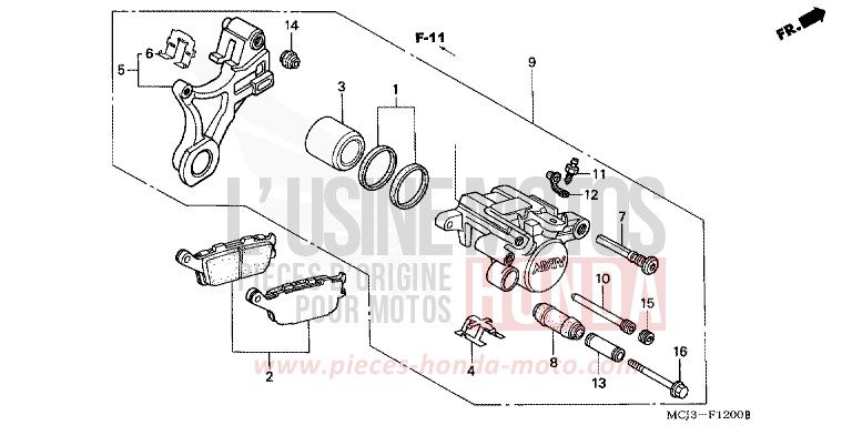REAR BRAKE CALIPER for Fireblade LAPIS BLUE METALLIIC (PB257) from 2001