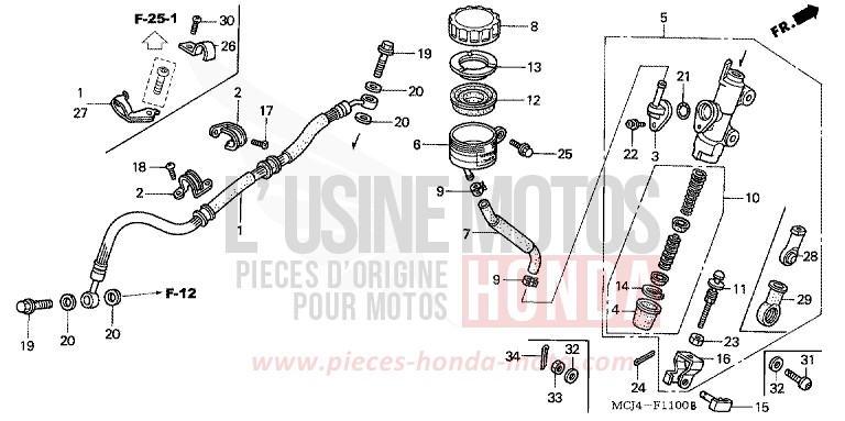 REAR BRAKE MASTER CYLINDER for Fireblade PEARL FLASH YELLOW (Y163) from 2001