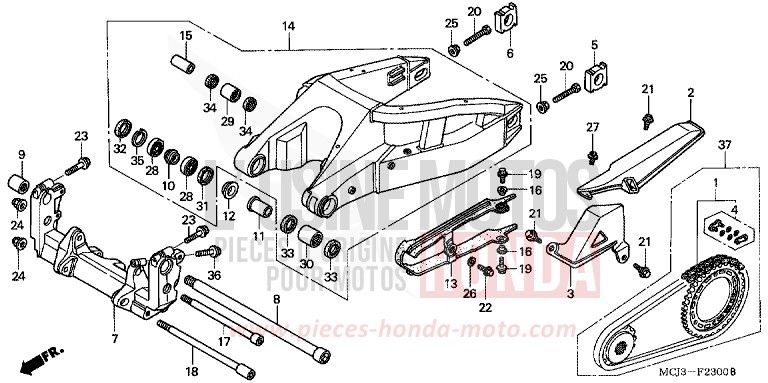 SWINGARM (CBR900RRY,1/RE1) for Fireblade PEARL FLASH YELLOW (Y163) from 2001