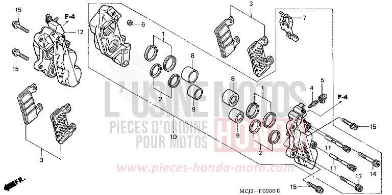 FRONT BRAKE CALIPER for Fireblade PEARL FLASH YELLOW (Y163) from 2002