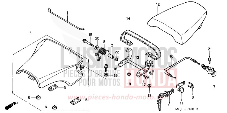 SEAT (CBR900RR2,3) for Fireblade PEARL FLASH YELLOW (Y163) from 2002