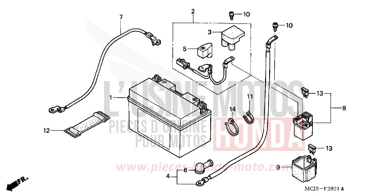 BATTERY (CBR900RR2,3) for Fireblade PEARL FLASH YELLOW (Y163) from 2002