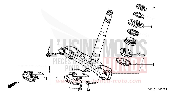 STEERING STEM for Fireblade ROSS WHITE (NH196) from 2002