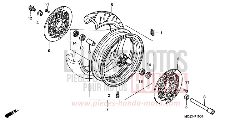 FRONT WHEEL for Fireblade ROSS WHITE (NH196) from 2002