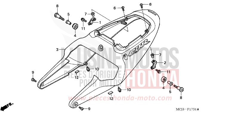 REAR COWL (CBR900RR2,3) for Fireblade ROSS WHITE (NH196) from 2002