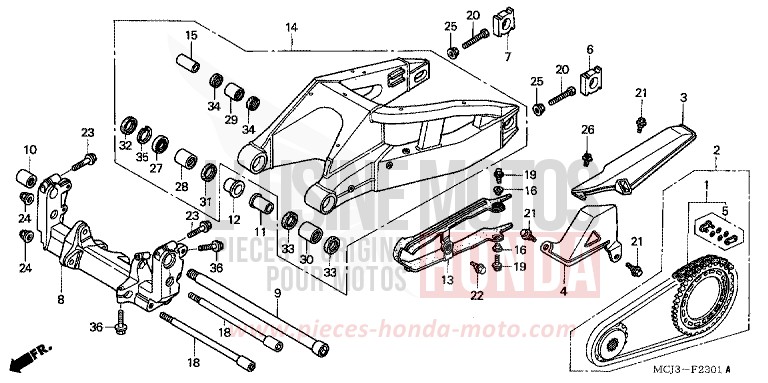 SWINGARM (CBR900RR2,3) for Fireblade ROSS WHITE (NH196) from 2002