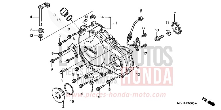 RIGHT CRANKCASE COVER for Fireblade WINNING RED (R258) from 2002