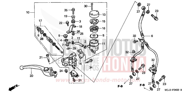 FR. BRAKE MASTER CYLINDER for Fireblade WINNING RED (R258) from 2002