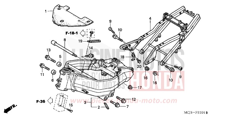 FRAME BODY (CBR900RR2,3) for Fireblade WINNING RED (R258) from 2002