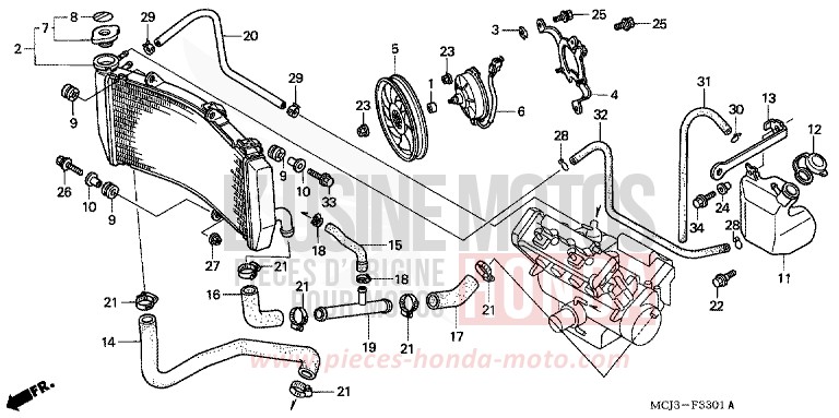RADIATOR (CBR900RR2,3) for Fireblade WINNING RED (R258) from 2002